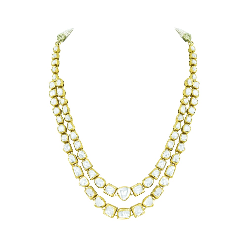 Twin-Line Necklace with Unshaped Polki Diamonds